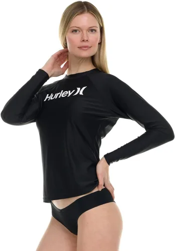 Vista 2 de Hurley Camiseta de natación de manga larga para mujer, protección solar UPF Negro