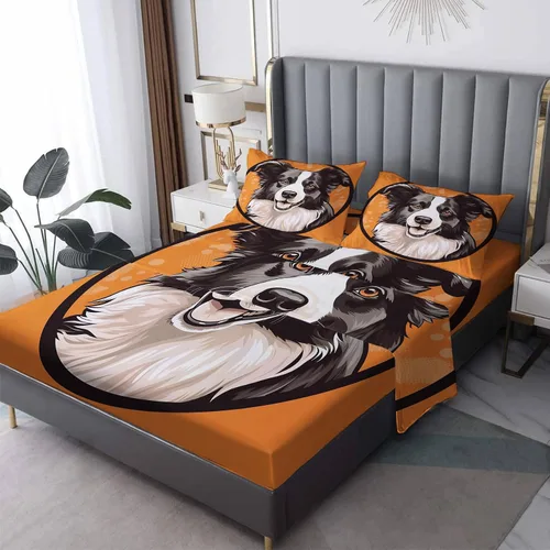 Vista 7 de Husky Sábanas tamaño individual, sábanas para perro, sábanas y fundas de almohada estampadas de 3 piezas, sábana bajera ajustable de microfibra