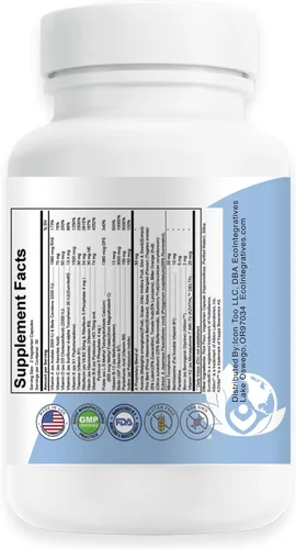 Vista 8 de Multivitamínico activo ADK, complejo de metilo B, antioxidantes Folato cuatrifólico, metilo B12, P5P, vitamina D3, K1/K2 60 cápsulas