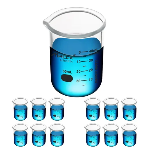 Vista 16 de Vaso de vidrio resistente de 3.4 onzas (3.4 fl oz), 3.3 Griffin de borosilicato de forma baja con graduación impresa, paquete de 4, BKL100-004