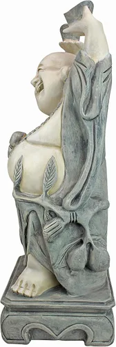 Vista 5 de Design Toscano Jolly Hotei Laughing Man - Estatua de jardín para interiores y exteriores, 26 pulgadas de alto, resina de piedra fundida, acabado