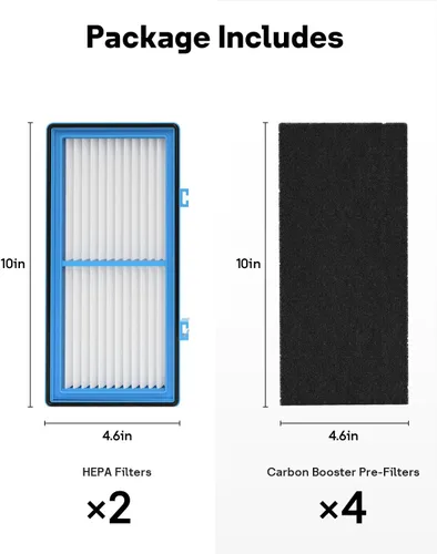 Vista 6 de Leemone Reemplazo de filtro Aer1 para purificadores de aire Holmes, HAPF30AT (4 filtros HEPA reales + 8 filtros de refuerzo de carbono), paquete de 2