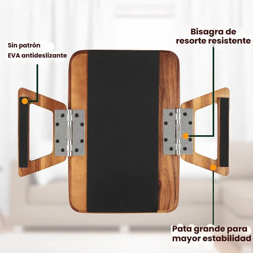 Vista 4 de TINAMO Mesa grande de madera de acacia, se adapta a la mayoría de sofás