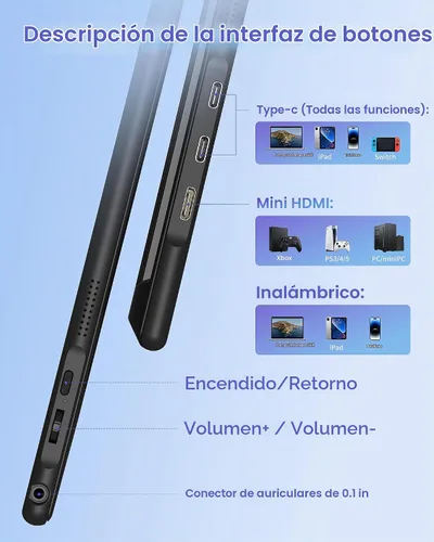Vista 5 de Monitor portátil inalámbrico de 15,6 pulgadas para soporte portátil AirPlay