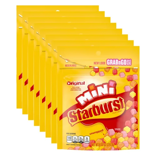 Vista 7 de STARBURST FaveREDS Minis - Caramelos masticables de frutas, 8 onzas (paquete de 8) - Delicioso Starburst, mini caramelo a granel, caja a granel