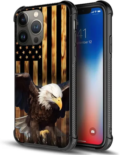 Vista 44 de Funda compatible con iPhone 8, a prueba de golpes, antiarañazos, bandera de ciervos de cola blanca de grano de madera estadounidense