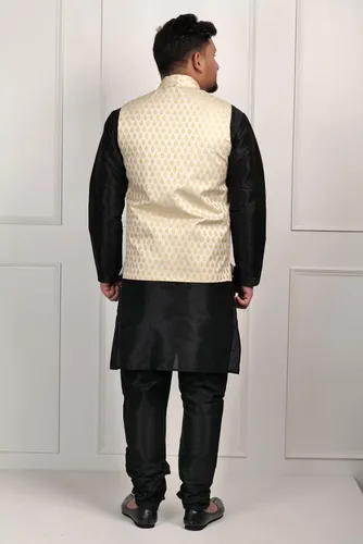Vista 7 de Indian Ethnic Kurta Set For Men Waist Coat - Traditional Wedding Outfit - Kurta Pajama Set For Men With Nehru Jacket
