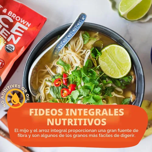 Vista 4 de Lotus Foods Ramen orgánico de mijo y arroz integral, fideos ramen sin gluten, fideos ramen de grano entero, ramen vegano orgánico, fideos de arroz