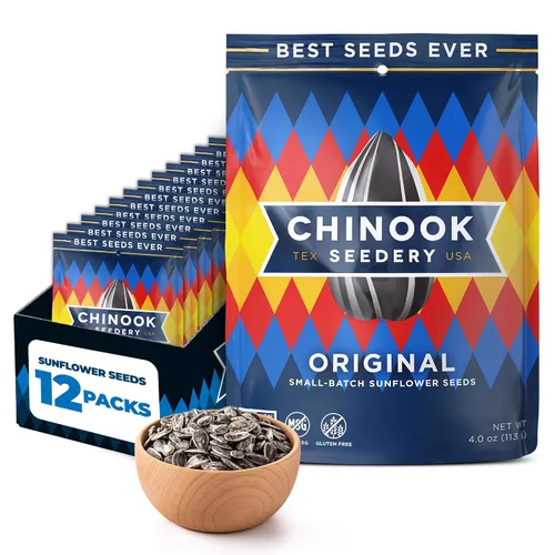 Vista 11 de Chinook Seedery Semillas de Girasol Jumbo Tostadas - Bocadillos Keto, Sin Gluten, Sin OGM, Paquete de Variedad de 8 Sabores 4 oz (Paquete de 12)