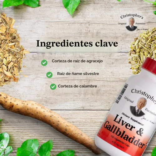 Vista 3 de Dr. Christopher's - Cápsulas de fórmula de hígado y vesícula biliar - Suplementos de vesícula biliar con enzimas digestivas - Apoya el sistema