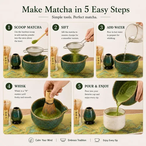 Vista 6 de Kit de matcha de 8 piezas, juego de batidor de matcha