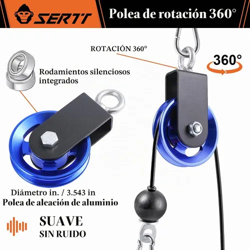 Vista 5 de Rueda de polea de cable para sistema de polea de gimnasio en casa, polea de gimnasio de aleación de aluminio mejorada de 3.543 in para una carga