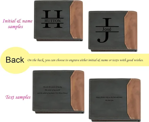 Vista 3 de TRISJEM Cartera minimalista para hombre, cartera personalizada, foto personalizada y nombre inicial, carteras para hombre, regalos para el día