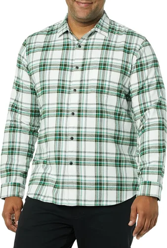 Vista 85 de Amazon Essentials Camisas de franela de manga larga para hombre, corte ajustado, a cuadros con botones