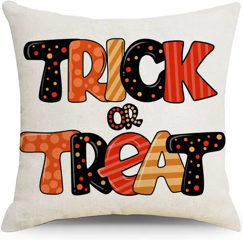 Vista 3 de MOJUN Juego de 4 fundas de almohada de Halloween de 18 x 18 pulgadas, fundas de almohada decorativas para sofá, sillón, casa rural, fiesta de Fundas