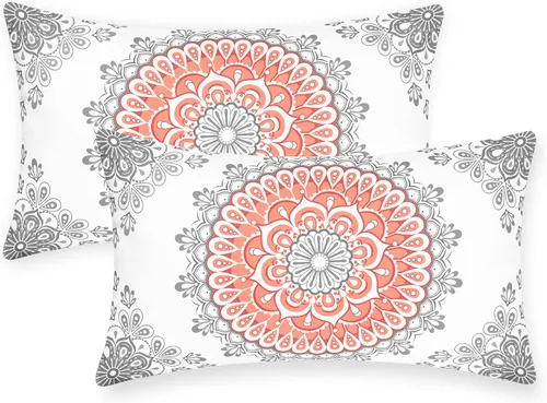 Vista 19 de CaliTime Fundas de Almohadas Decorativas Paquete de 2 Cómodas de Vellón Mandala Dalia Floral Medallón Estilo Brújula Fundas de Cojines para Sofá