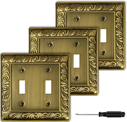 Vista 10 de Cubiertas Decorativas de Interruptor de Luz de Latón Antiguo Placas de Pared Placas de Interruptor Basculante Cubiertas de Enchufes