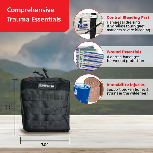 Vista 4 de Elite 91629 - Kit de primeros auxilios para traumatismos de emergencia de 60 piezas, kit de primeros auxilios táctico compatible con Molle