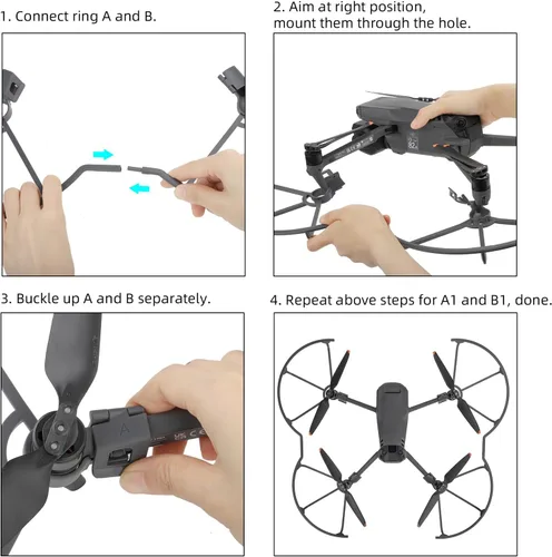 Vista 7 de Mavic 3 Pro Protector de hélice, protector de hélices extraíbles de liberación rápida para DJI Mavic 3 Pro, accesorios para drones, anillo