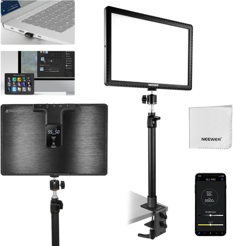 Vista 14 de NEEWER Luz LED de 15.5 pulgadas, abrazadera en el panel de escritorio, iluminación de video para grabación de juegos, llamada de zoom, CRI97+, 2.4G
