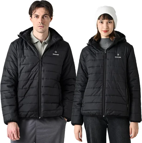 Vista 6 de Bodychum Chaqueta térmica unisex con batería, chaqueta acolchada de invierno para hombres y mujeres, abrigo de calefacción eléctrica para exteriores