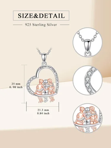 Vista 6 de WINNICACA Gifts for Sister from Brother/Sisters Sterling Silver 01-2 Collar para hermanos y hermanas