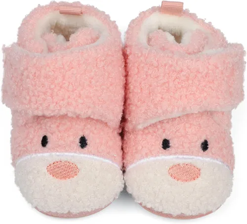 Vista 2 de ESTAMICO Botas cálidas de forro polar para recién nacidos, con suela antideslizante para cuna, calcetines de invierno, zapatos de dibujos animados