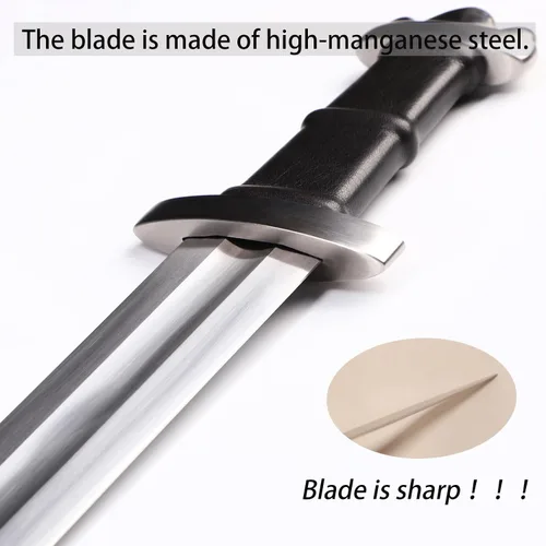 Vista 6 de Handmade Cast Sharp Blade Medieval Sword, Full Tang, with Leather Protective Cover,Real Metal Sword for Collection Gift