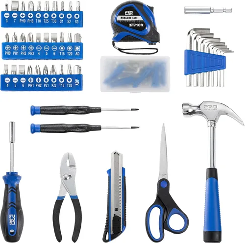 Vista 2 de Prostormer - Kit de herramientas de 93 piezas, juego básico de herramientas para reparaciones del hogar con estuche de almacenamiento, pequeño kit