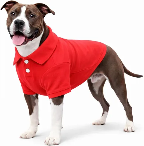 Vista 19 de lovelonglong Polo básico para perro, de algodón de primera calidad, para perros grandes, medianos y pequeños, con cuello de dos botones, color Negro
