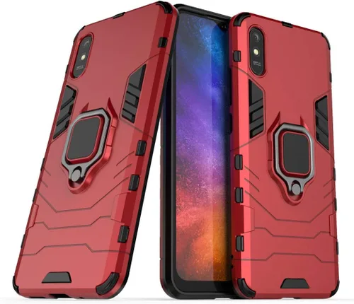 Vista 7 de LuluMain - Funda compatible con Xiaomi Mi Redmi 9A, Redmi 9AT, soporte de anillo de metal a prueba de golpes