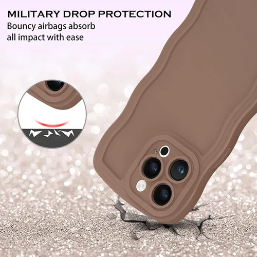 Vista 3 de YINLAI Funda diseñada para iPhone 15 Pro de 6.1 pulgadas, iPhone 15 Pro, funda de silicona suave, bonita forma de marco de onda rizada, delgada