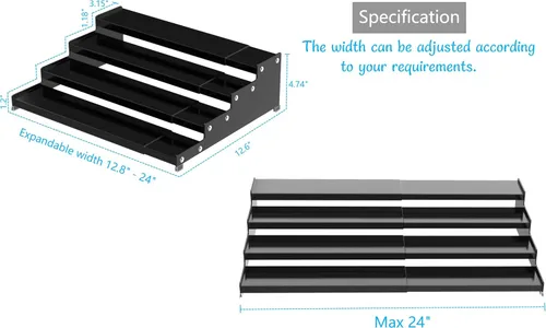 Vista 6 de Jojocross Organizador de especias expandible de 4 niveles para gabinete de cocina, diseño moderno y estante de almacenamiento antideslizante que