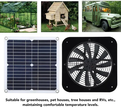 Vista 3 de Fdit Ventilador de escape de ático alimentado por energía solar, 100 W, 13.5 pulgadas, panel de silicona monocristalina, 18 V, para casa