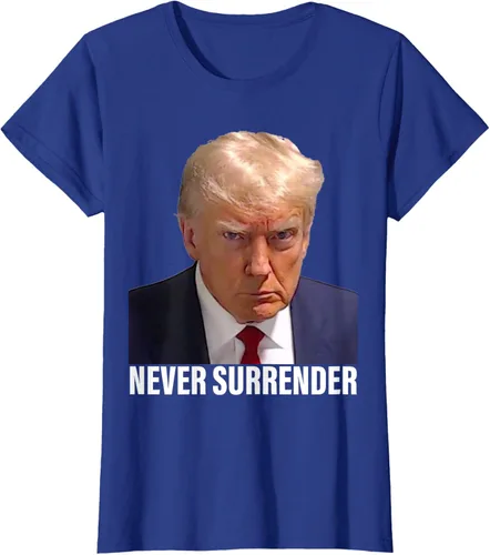 Vista 41 de Camiseta Pro Trump Mugshot Never Surrender para hombre y mujer, Negro