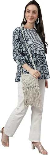 Vista 4 de Janasya Blusa tipo túnica para mujer