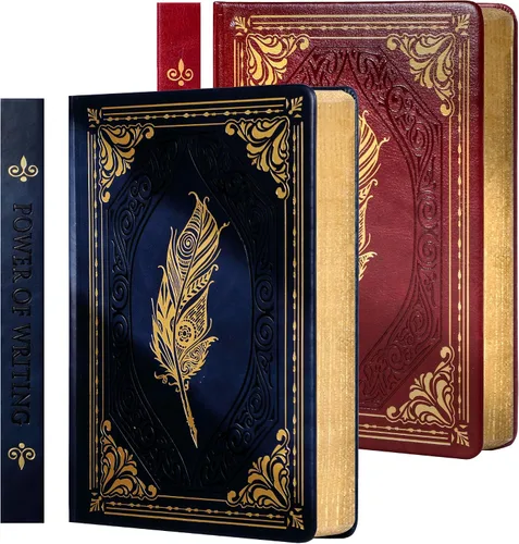 Vista 11 de CAGIE - Cuadernos de anotaciones de tapa dura de 320 páginas encuadernados en cuero vintage para mujeres y hombres, tamaño A5, cuadernos