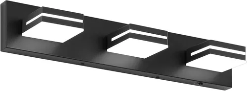 Vista 11 de Accesorios de iluminación de tocador de baño sobre espejo (3 luces, 5CCT, regulable) modernos accesorios de iluminación LED de pared de baño, negro