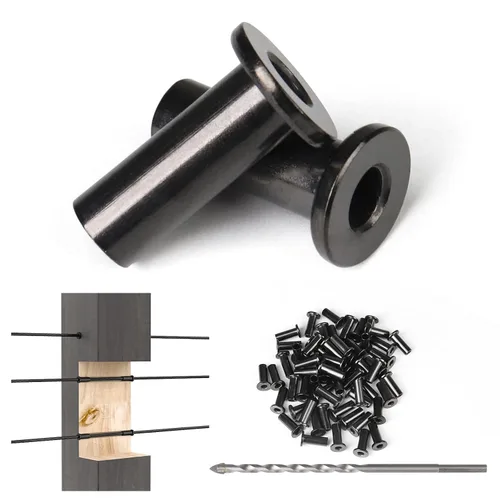 Vista 5 de Muzata Paquete de 50 fundas protectoras de acero inoxidable T316 de 1/8 pulgadas, 5/32 pulgadas, 3/16 pulgadas, para postes de madera, CR88 Deck