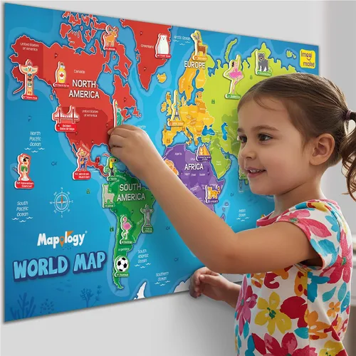 Vista 5 de Imagimake Mapology - Mapa del mundo con calcomanías reutilizables