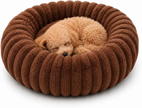 Vista 20 de Cama calmante para perros pequeños, cama lavable en forma de dona Gris