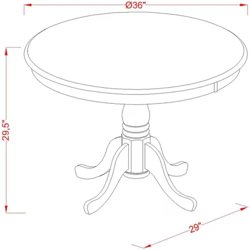 Vista 10 de East West Furniture ANSI3-ABK-21 - Juego de comedor de 3 piezas que contiene una mesa de cocina redonda con pedestal y 2 sillas de comedor Parson