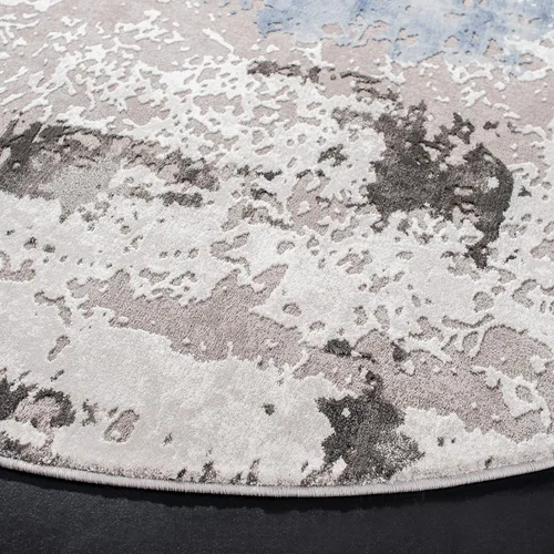 Vista 2 de SAFAVIEH Craft Collection - Alfombra redonda de 4 pies, color gris y azul, diseño moderno, no desprende pelusa y de fácil cuidado, ideal para zonas