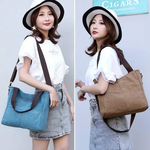 Vista 3 de Sunshinejing Bolso de lona pequeño para mujer, bolso cruzado de hombro, bolsos de trabajo, bolso de viaje