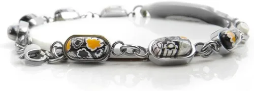 Vista 2 de Medical Alert Bracelet for Women with Engraving - 5mm Steel & Glass