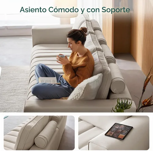 Vista 6 de LINSY HOME Juego de Sofá Moderno para Sala de Estar, Juegos de Sofá Seccional Modular con Tela Elástica Anti Gatos y Marco de Metal, Cómodo Sofá