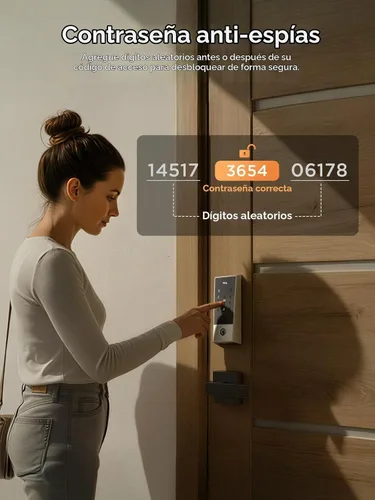 Vista 6 de TCL Cerradura inteligente D2, cerradura de puerta de entrada sin llave con control de aplicación, códigos de acceso, llaves mecánicas y códigos