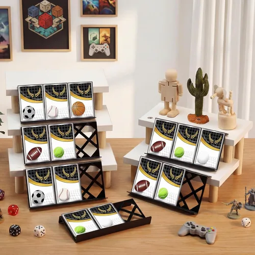 Vista 4 de Yalikop 10 soportes para tarjetas coleccionables para vitrina, hueco Elevadores modulares de acrílico de la exhibición para el juego de mesa