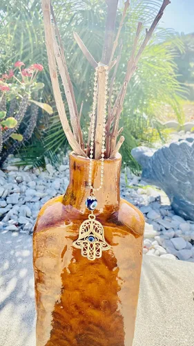 Vista 5 de LUCKBOOSTIUM Llavero de elefante de ojo turco y mandala con piedra preciosa de amatista, llavero decorativo contra el mal de ojo para bendición
