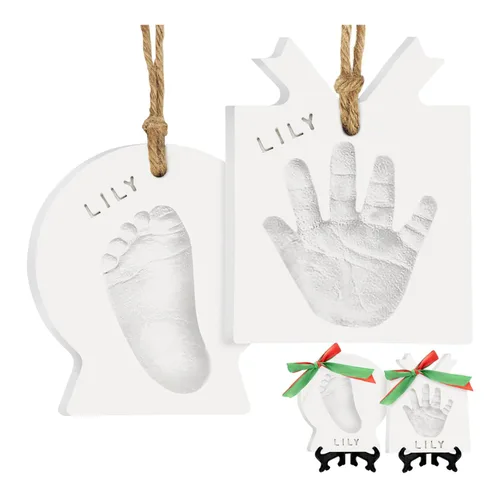 Vista 11 de Kit de Huellas de Manos y Pies de Bebé - Adorno Personalizado para la Primera Navidad del Bebé, Adorno Recuerdo de Huella de Recién Nacido, Kit